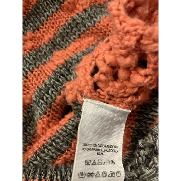 Free People XS Slub Knit Sweater Striped Coral - Picture 10 of 10